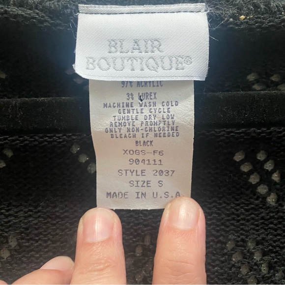 Vintage Black & Metallic Gold Blair Boutique Button Down Oversized Cardigan - Picture 5 of 5